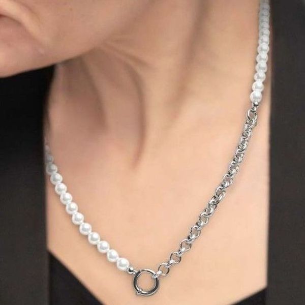 Collana Di Perle Artificiali Per Donna - Girocollo Elegante Con Catena Di Estensione - Foto 4